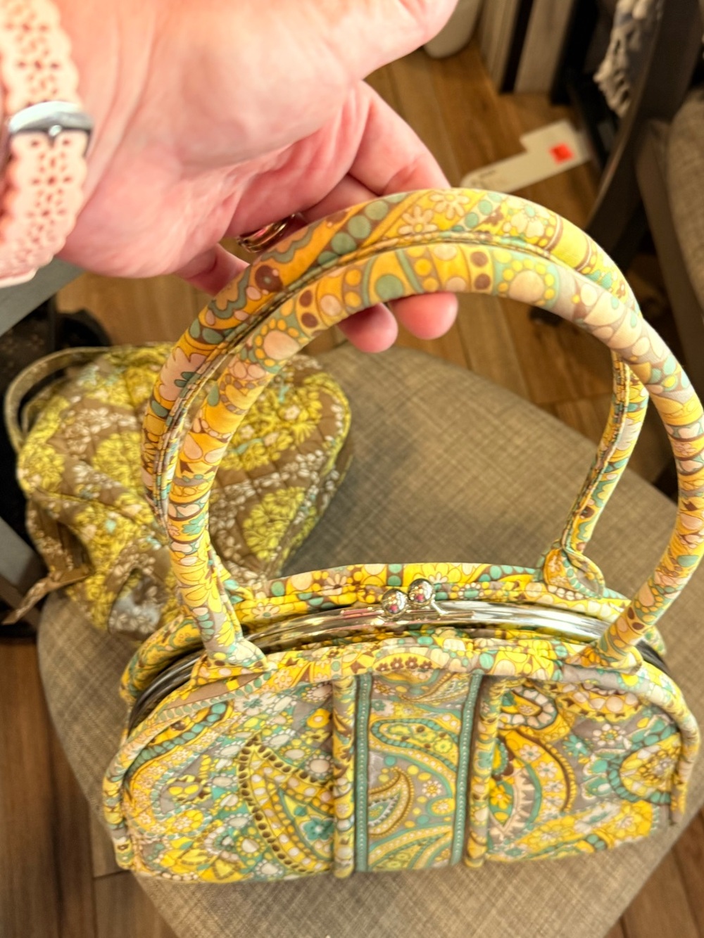 Vera Bradley Vintage Framed Kiss Lock Handbag Paisley Floral